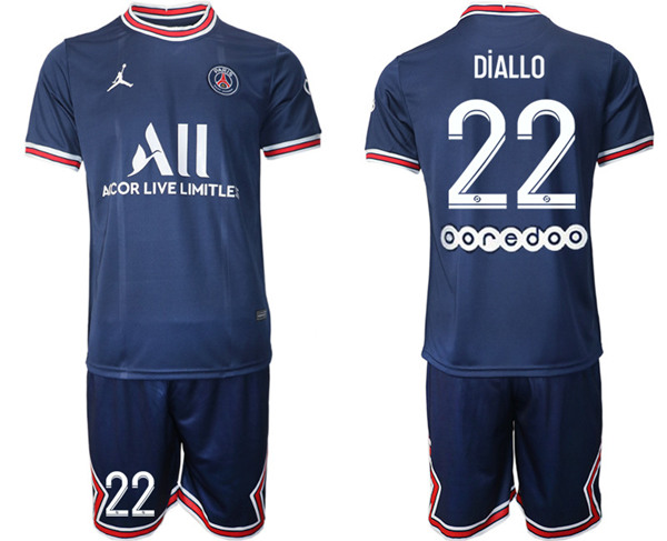 Men's Paris Saint-Germain #22 Diallo 2021/22 Blue Soccer Jersey